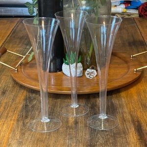 3 Vintage Corinne Champagne Flutes by William Yeoward Hollow Stem UK Crystal